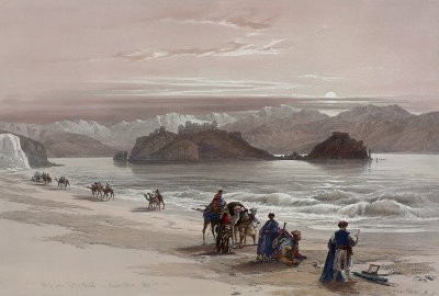 Tavlan “Isle of Graia Gulf of Akabah Arabia Petraea” av David Roberts, 1839.