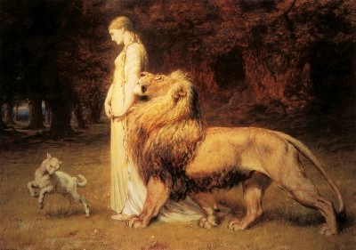Tavlan “Una and Lion” av Briton Rivière.
