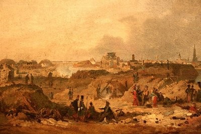 Tavlan “Gezicht op het bolwerk van Antwerpen na de beschieting van 1832” av Ferdinand de Braekeleer den äldre.