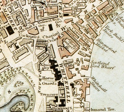 Detalj från W. Schmollingers karta över London från 1833.
