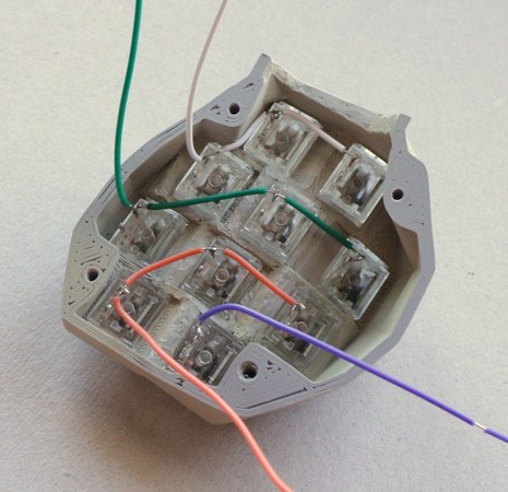 The second stage of wiring up the right-hand key clusters.