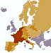 De ljusaste länderna är Frankrikes allierade