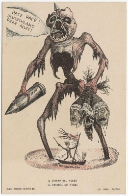 Litografi av Alberto Martini, nummer 46 i serien Danza Macabra Europea, 1915.