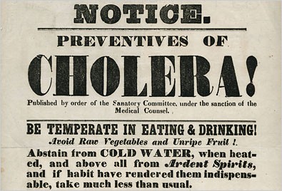 Notis om kolera från New York, 1832.