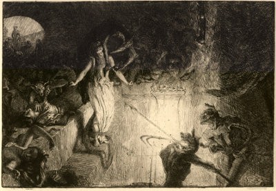 “Humains offrant leurs coeurs à Satan” av Marcel Roux, 1904.