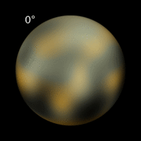 Animation föreställande en roterande Pluto, sammansatt av bilder från Hubble-teleskopet.
