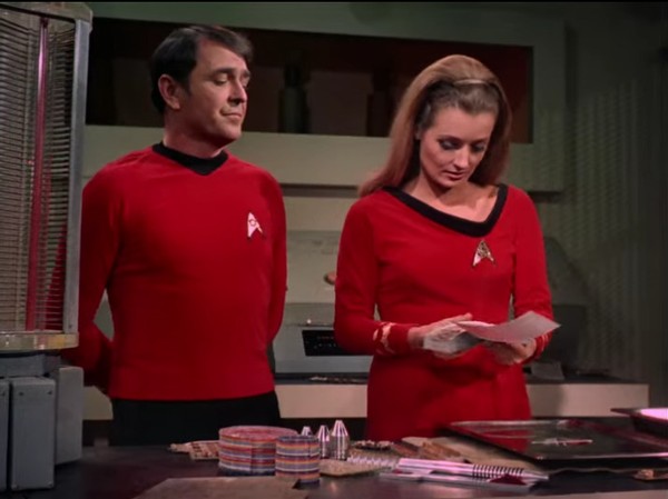 James Doohan and Diana Muldaur in “Return to Tomorrow” (1968).