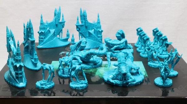 All of the faction’s models on top of their box, before painting began.