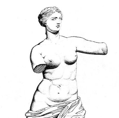 Samtida skiss av Venus från Milo, av Jean-Baptiste-Joseph Debay.